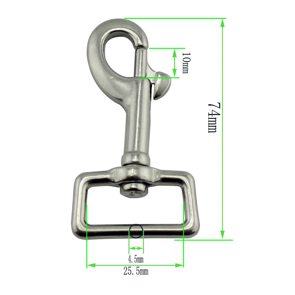 Stainless SUS304 Single Square Eye Snap Hook with Square Ring for Bag, dog Leach, Marine Hardware 10pcs 73mm 20pcs 17mm metal screw dee d ring square buckles bag chain strap hang clasp diy luggage hardware leather crafts accessories