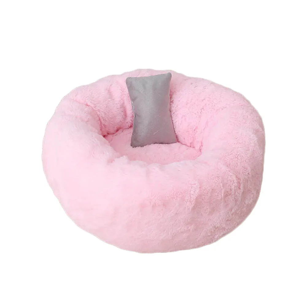 Лохматый искусственный мех пончик обнимашка теплый плюшевый Принцесса Кошка дом собачья Конура-постель для среднего аппарат для приготовления хот-догов моющийся водостойкий - Цвет: pink