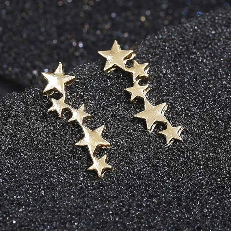 Silver Valentines Gift 1Pair Fashion Jewelry Seaside Stud Earrings Beautiful Hot Sale Party Simple Women Teen Star Unique Golden