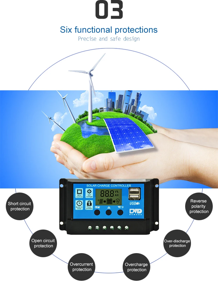 Новое поступление интеллигентая(ый) 10A 12 V/24 V CE& по ограничению на использование опасных материалов в производстве автоматическое преобразование ЖК-дисплей Дисплей с 2USB Панели солнечные регулятор заряда аккумулятора