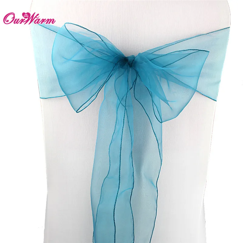 

Cheap Organza Chair Sashes Bow Cover Wedding Chair Sashes New Year Christmas Party Banquet Chairs Decorations Home Textiles