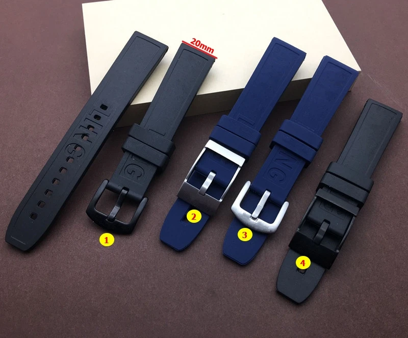 

Top quality Nature Rubber silicone Watch band 20mm Black dark blue Watchband For navitimer/avenger/Breitling strap buckle tools