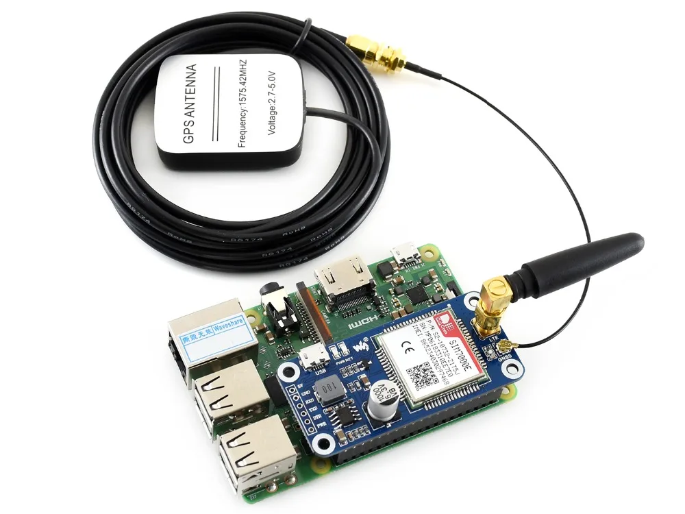 NB-IoT/eMTC/EDGE/GPRS/GNSS шапка для Raspberry Pi, на основе SIM7000E