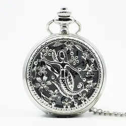 Серебряные полые Кварцевые в форме цветка карманные часы цепочки и ожерелья кулон женский подарок # TD2119
