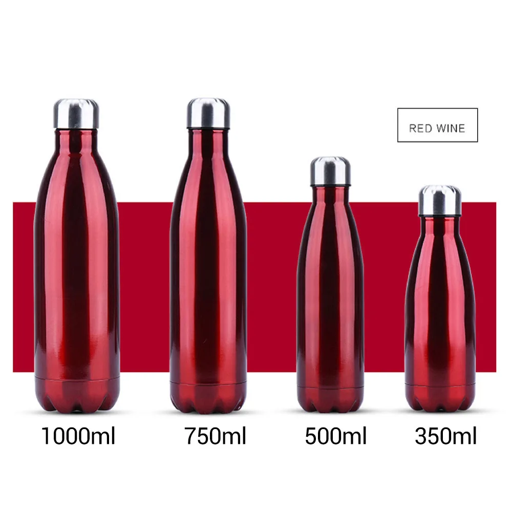 Red 350/500/750/1000 мл с двойными стенками кружка-термос Нержавеющая сталь воды бутылка для колы вода пива термос для Спортивная бутылка - Цвет: Red
