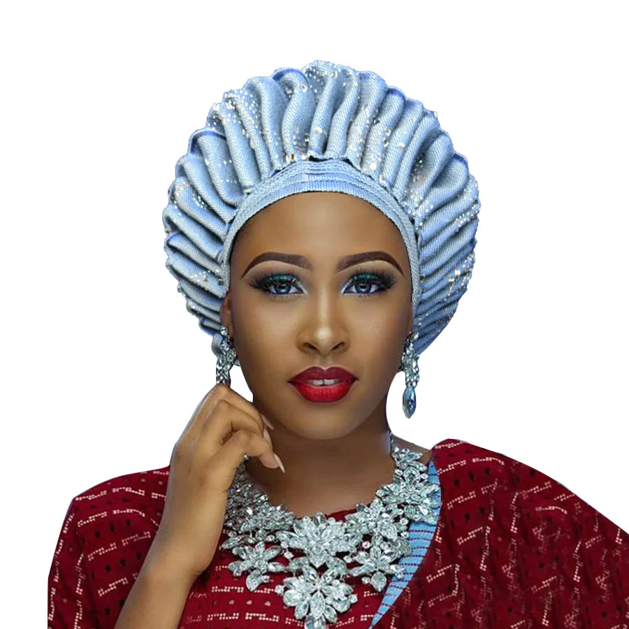 Африканский головной убор aso ebi gele для женщин aso oke головной убор gele с камнем во многих цветах