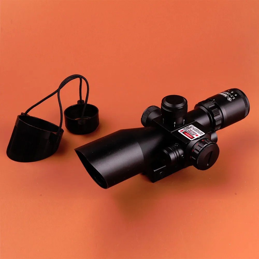 Tactical Hunting KANDAR 2.5-10X40 Red Green Illuminate Compact Rifle Scope w Integrated Red Laser Sight 11mm or 20mm Mount 9