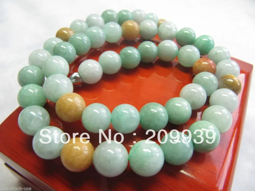 

Hot sell Noble- FREE SHIPPING>>>@@ AS2721 FINE Certified 100% Natural Green Jade A Grade Jadeite Bead Necklace