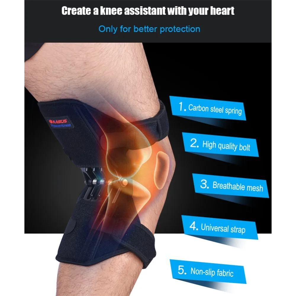 

MQUPIN 1pair Sport Spring knee strap Mountain climbing running Knee booster Bone careknee pad Knee joint protection band
