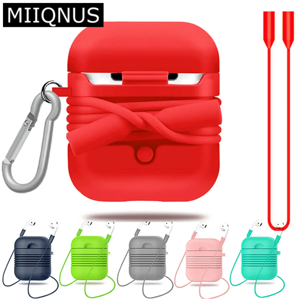 

Silicone Case Cover Protective Skin Magnet Anti-lost Wire With Hook Earphones Pouch Sleeve Wrap for Apple Airpods Accessories