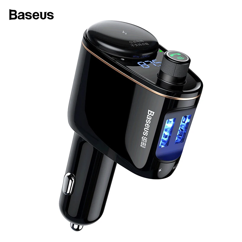 Baseus USB سيارة شاحن آيفون Xiaomi بلوتوث 4.2 طقم جهاز بث إف إم للسيارة MP3 لاعب FM المغير سريع سيارة شحن شاحن