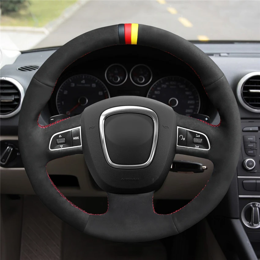 Чехол MEWANT на руль черный замшевый чехол для Audi A3 8P Sportback A4 B8 Avant A5 8T A6 C6 A8 D3 Q5 8R Q7 4L S3 S4
