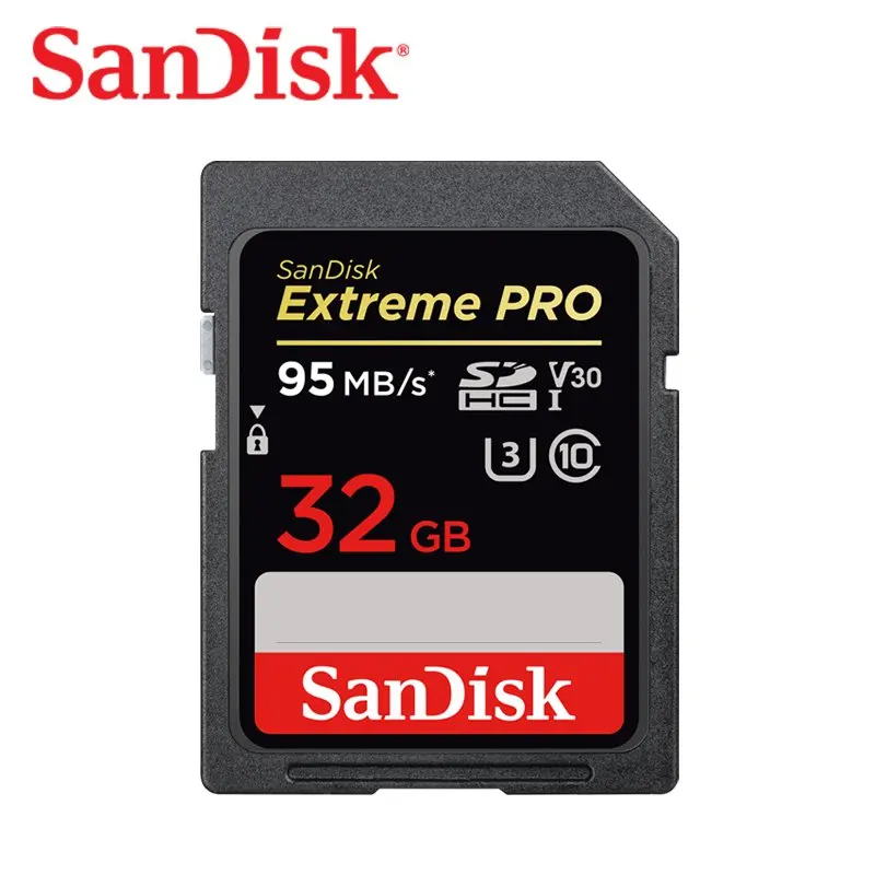 Sd-карта SanDisk Extreme PRO, 128 ГБ, 64 ГБ, 32 ГБ, 16 ГБ, 256 ГБ, 512 ГБ, SDHC, UHS-I, высокая скорость, класс 10, 95 МБ/с./с, V30 для камеры - Емкость: 32GB 95MBs