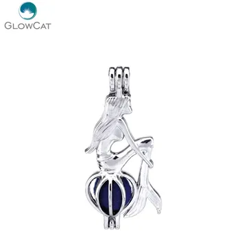 

K242 5pcs/lot Kid Girls Locket Mermaid Beads Pearl Cage Pendant Fairytale Party Essential Oil Diffuser
