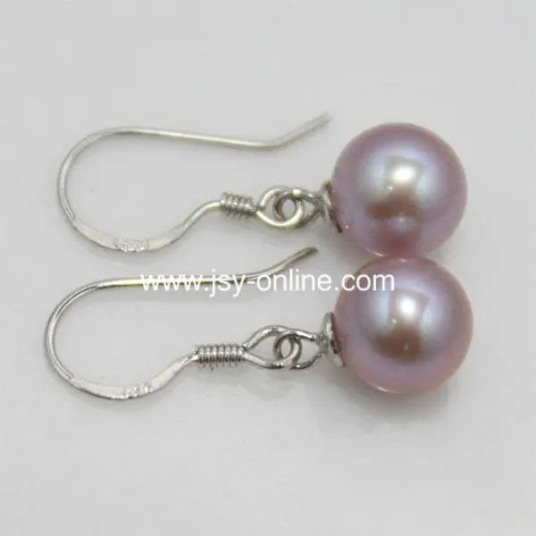 China Aia Mail Free Shipping 8 9mm Round Pearl Earring Purple China Aia Mail Free Shipping 8 9mm Round Pearl Earring Purple Color