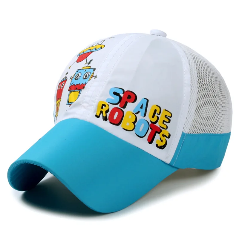 Детская шапка, Корейская версия, милая мультяшная космическая бейсболка, демисезонная бейсболка, летняя Солнцезащитная сетка, шляпа, наружная Солнцезащитная шляпа CS64 - Цвет: blue white