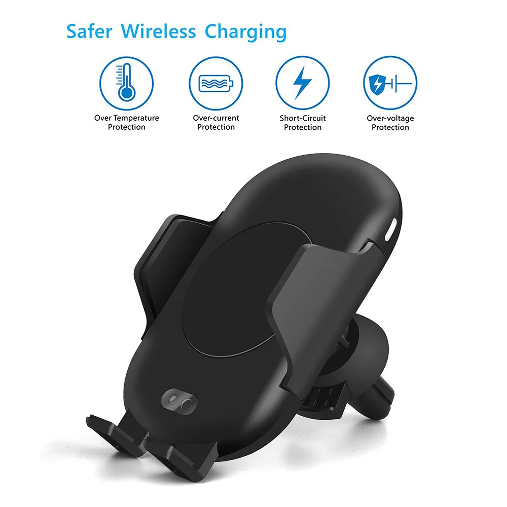 DCAE Qi Wireless Car Charger Automatic Infrared Sensor Fast Charging Air Vent Phone Holder for iPhone 8 X XS XR Samsung S8 S9 S7