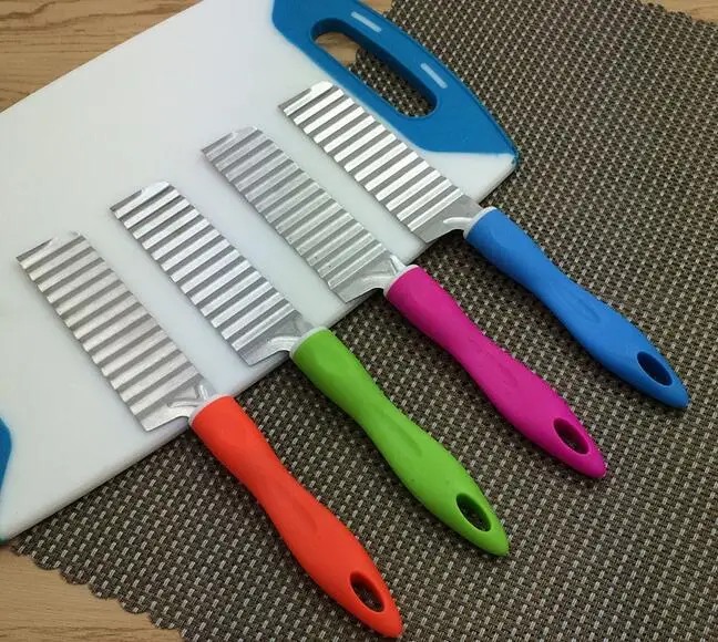 100pcs Potato French Fry Cutter Stainless Steel Kitchen Accessories Serrated Blade Easy Slicing Banana Fruits Potato Wave Knife