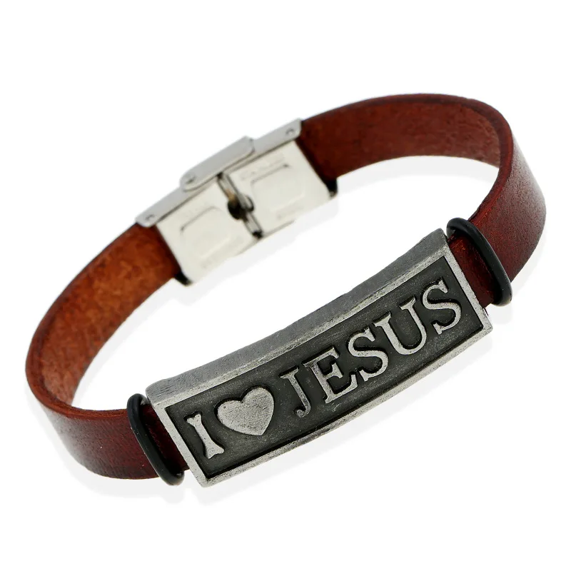 

KYSZDL Genuine Leather Bracelet for Women Men Inscribe English Letters believe Bracelets & Bangles Cowhide Charms Jewelry Gift