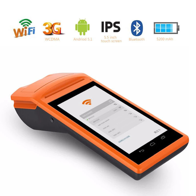

Free Shipping!Android5.1 Mini Pos thermal printer Handheld POS Terminal wireless bluetooth wifi Android PDA 3G Distribution V1