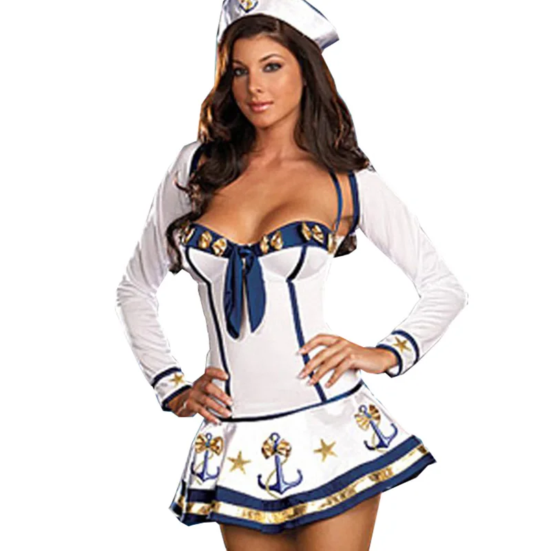 Fantasy Marinheira White Women's Sexy Sailor Costumes for Halloween Adult Sexy Female Sea Sailor Costume Cosplay Fancy Jurk (1)