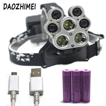 

Outdoors Fishing light 8000LM XML-3xT6+4xXPE 7Led Headlight USB Waterproof light Use 3x 18650 Battery USB Mobile Charge