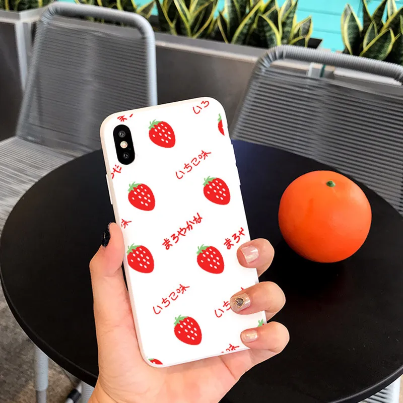 

Strawberry milk case For iphone cover X XR XS Max Japan Kawaii fruit illustration girl phone case For coque iphone 8 7 6 6s plus
