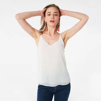 

Tank Top Women Double Layer Chiffon Blouses 2019 New Summer Casual Camis Sleeveless Shirt