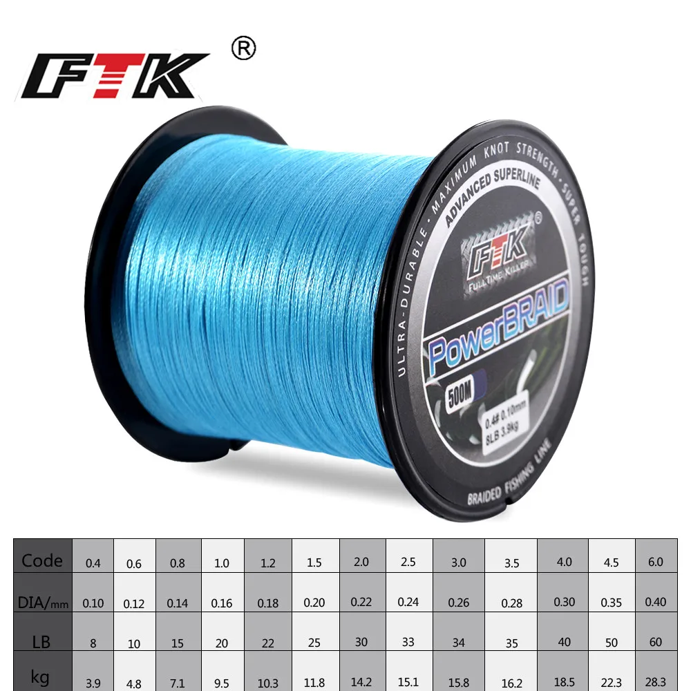 FTK рыболовная леска 500 м/300 м PE плетеная рыболовный шнур 8 60LB 0 1 4 мм нити