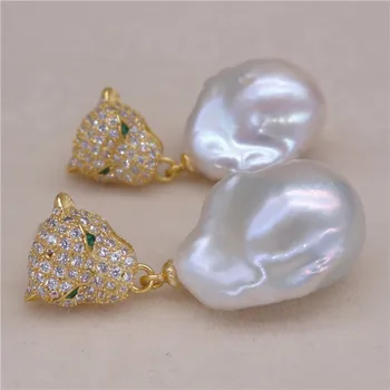 

Eternal wedding Women Gift word 925 Sterling real The personality of natural pearl earrings, large suction eye 925 pure s