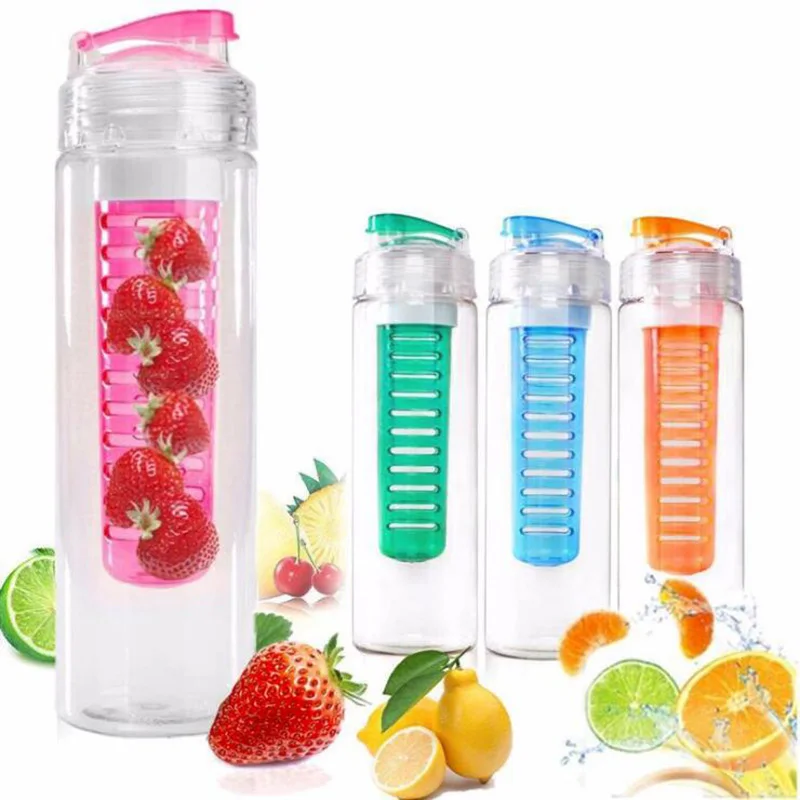 

800 ML Portable Fruit Infusing Infuser Water Bottle Sports Lemon Juice Bottle Flip Lid For kitchen Table Camping Travel Outdoor