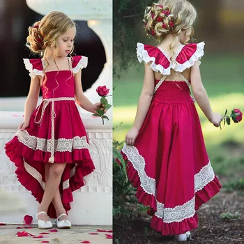 

2019 New Toddler Kids Girl Ruffle Lace Dress Sleevelss Party dress Pageant Dress baby Girls Sleeveless Pageant Party Dress