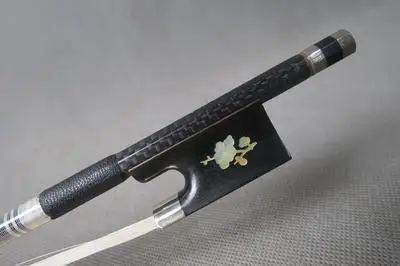 

1Pcs Strong plaid Carbon fiber violin bow 4/4,Copper mounted ebony frog