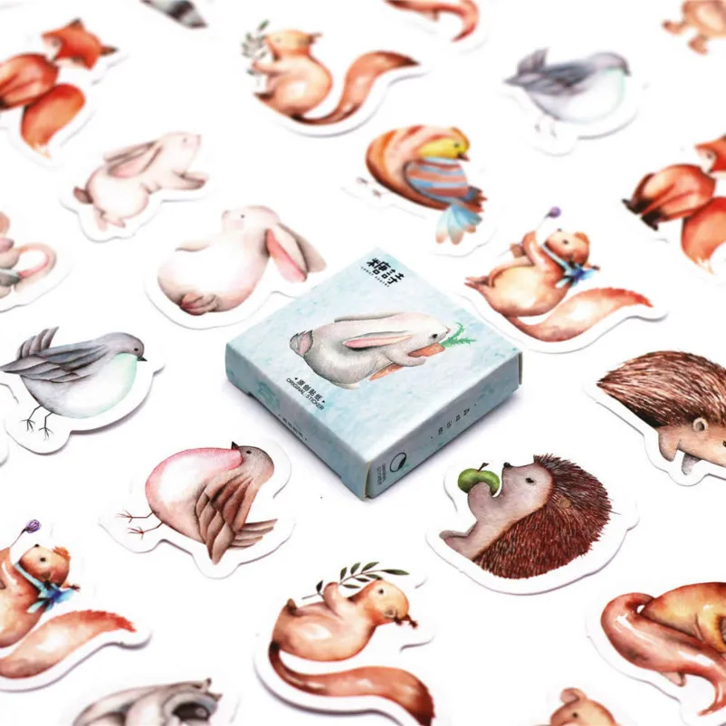 

45pcs/pack Kawaii Stationery Stickers cute animal pattern scrapbooking planner Posted It journal School Supplies