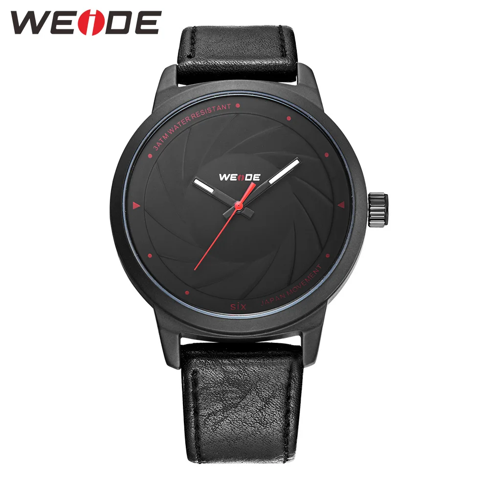 

WEIDE Leather Mens Watches Top Brand Luxury Alarm Clock Electronics Analog Quartz watches Gold Watch Business Water Resistant