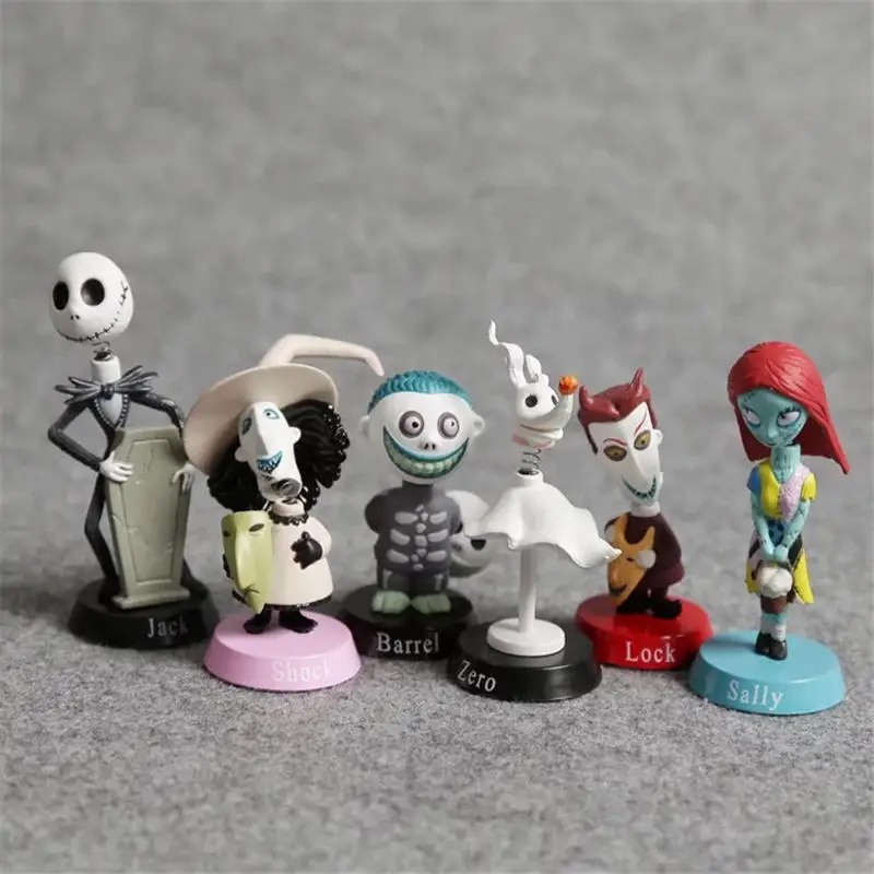 

6pcs/Set PVC Nightmare Before Christmas Figures Lock Sally Zero Barrel Shock Jack Action Figure Model Toys Collection Gift 7cm