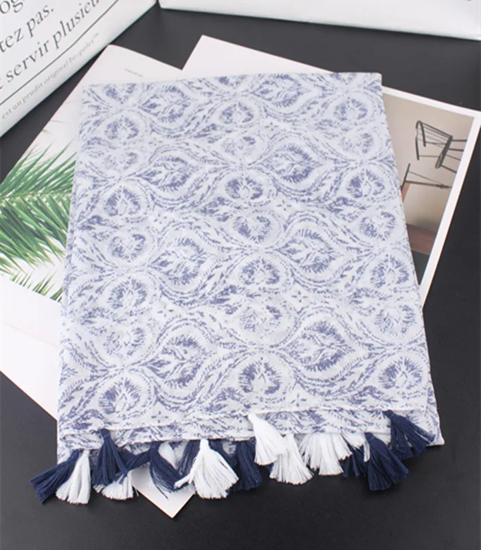 

2018 Newest Women Vintage Geo Pattern Cotton Tassel Scarf 10PCS/LOT
