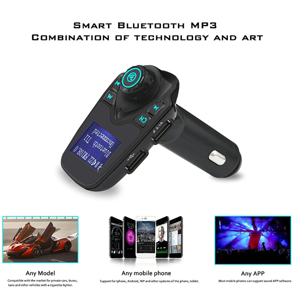 T11 автомобиля ЖК-дисплей Bluetooth MP3 плеер fm-передатчик Hands-free Dual USB Зарядное устройство