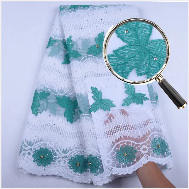 

High Quality Nigerian Lace Fabric Fashion Milk Silk Lace Fabric Embroidered African Lace Fabric With Stones For Wedding A1561