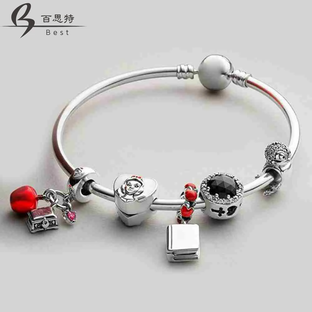 

BEST 100% 925 Sterling Silver BIRD CHARM SNOW WHITE'S APPLE AND HEART HANGING CHARM 797167ENMX BOOK HANGING CHARM Bracelet Set
