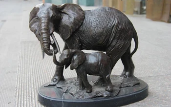 

song voge gem S1462 Mark Classic Bronze Copper Peace Mother and Child Elephant Art Sculpture Statue
