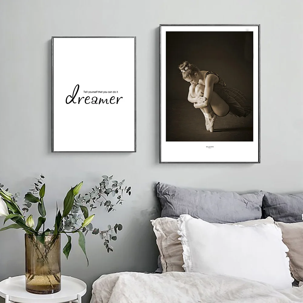 Modern Dance Poster Nordic Canvas Painting Flowers Poster Ballet Picture Wall Decoration Quotes Painting Canvas Print Unframed