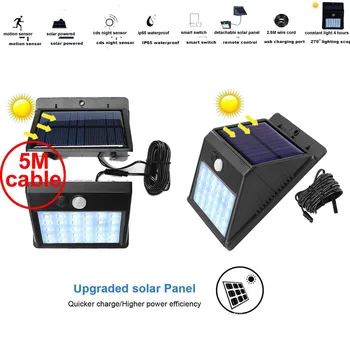 

30 leds solar light led lamp split panel motion rader wireless for garden garage patio lantern security deck fence decor 5