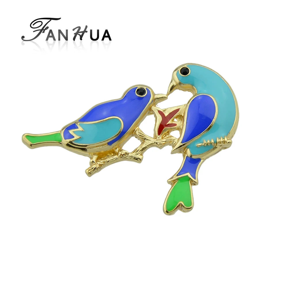 Fanhua Fashion Perhiasan Warna Emas Logam Dengan Enamel Hijau Biru