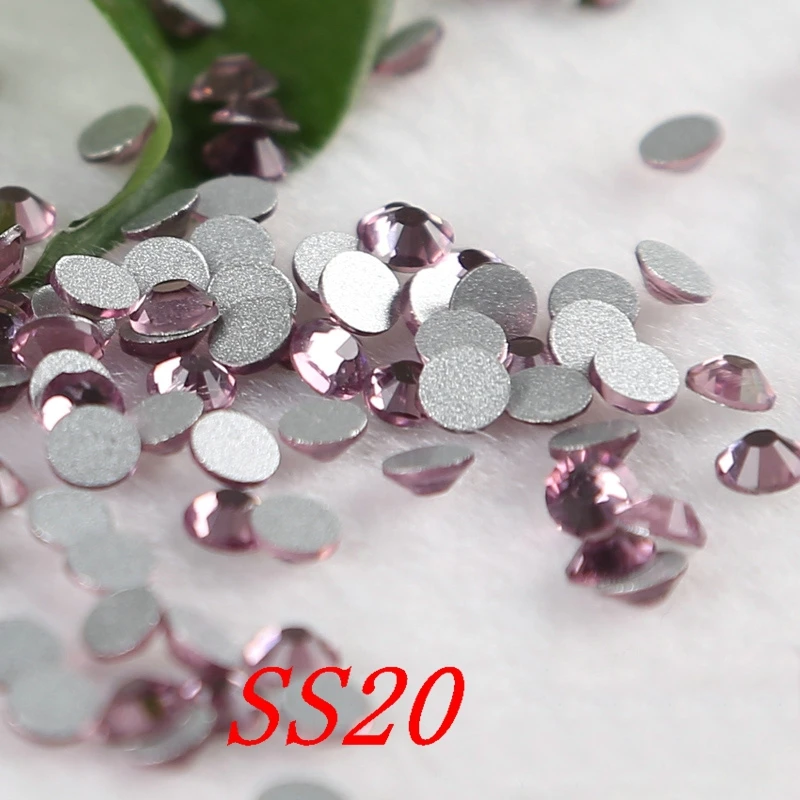 

SS20 1440pcs/lot light amethyst applique stones for wedding dress garment decorations strass non hot fix rhinestones