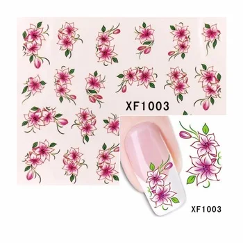 WUF 1 Sheet Nail Art Water Decals Flower Design Nail Wraps Transfer Foil Nails Decorations Tools