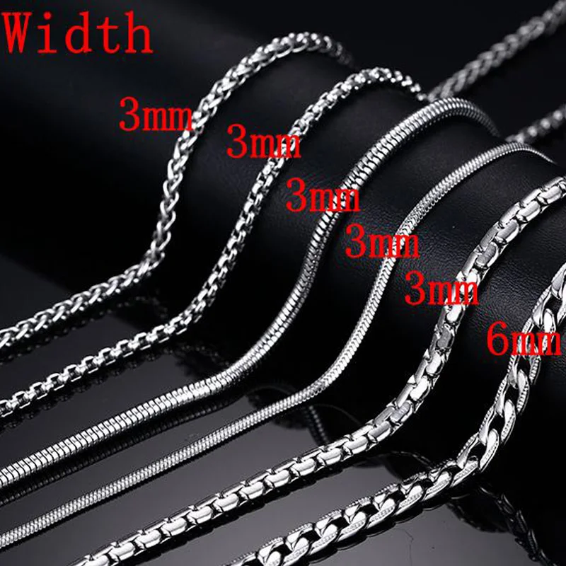 Meaeguet модный 20 дюймов серебряный цвет нержавеющая сталь звено цепочка на шею для мужчин змея/коробка/Висячие/панцирные/плоские/Твист цепи