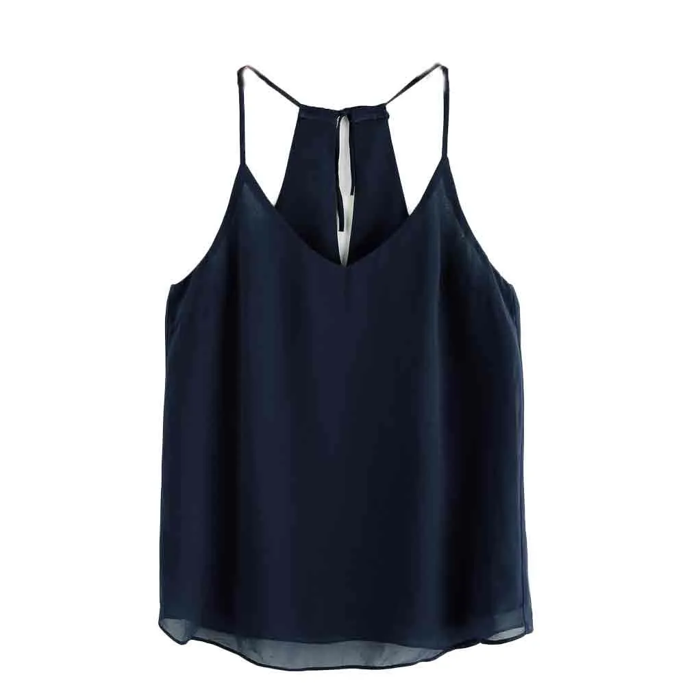 

Womens Chiffon Summer Sexy Sleeveless Tank Crop Tops Vest Blouse Womans Clothes Halter Top blusas femininas de verao 2019