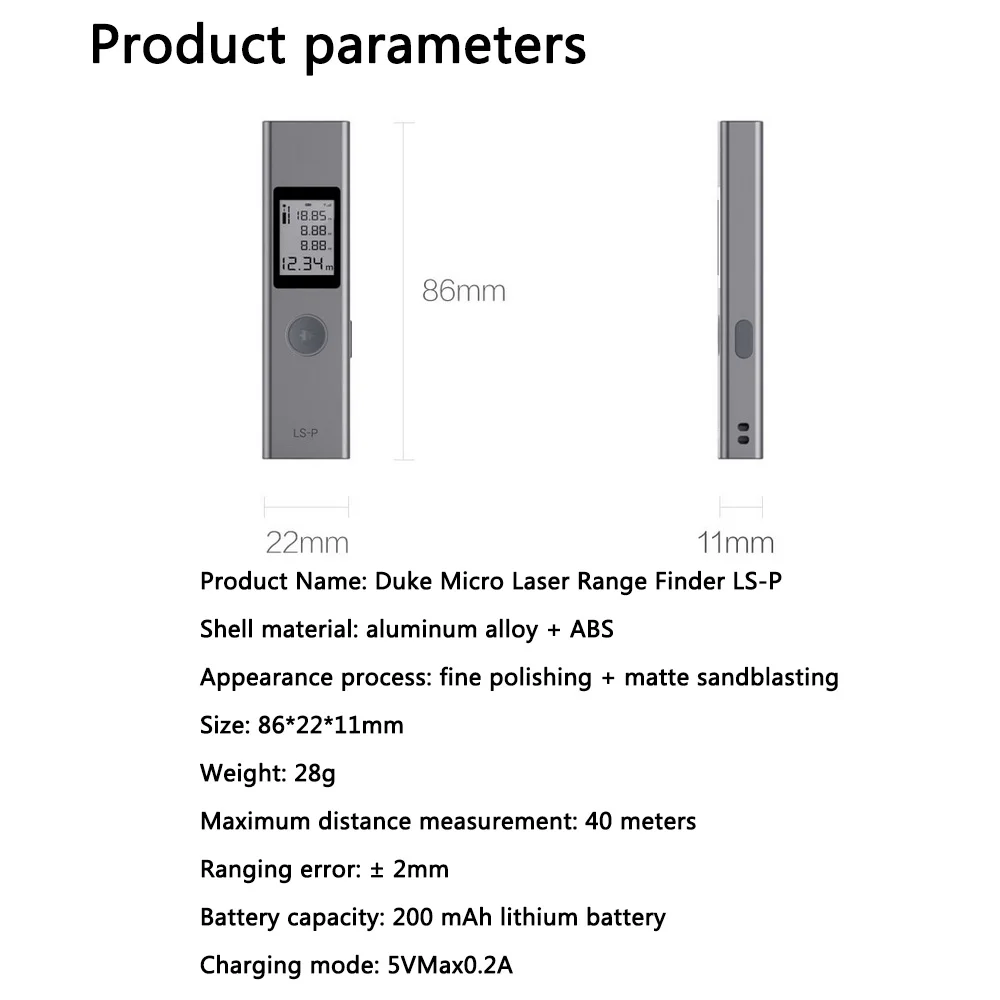 LS-P 40m Laser Distance Meter Area Volume Angle Pythagorean Laser Rangefinder High Precision Portable Laser Range Finder LS-P 40m Laser Distance Meter Area Volume Angle Pythagorean Laser Rangefinder High Precision Portable Laser Range Finder
