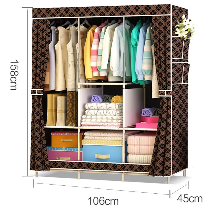 Multi-purpose Non-woven Cloth Wardrobe Fabric Closet Portable Folding Dustproof Waterproof Clothing Storage Cabinet Furniture Multi-purpose Non-woven Cloth Wardrobe Fabric Closet Portable Folding Dustproof Waterproof Clothing Storage Cabinet Furniture